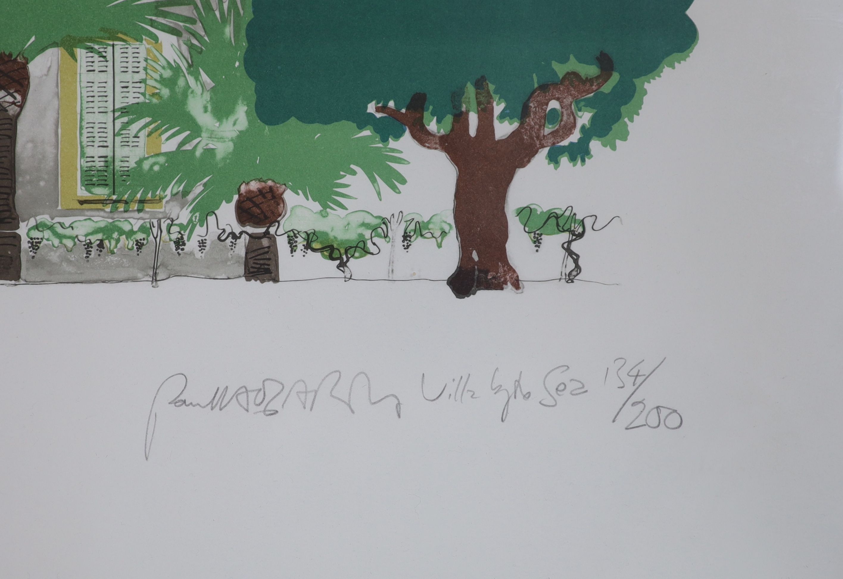 Paul Hogarth (1917-2001), lithograph, 'Villa by the sea', signed in pencil, 134/200, 55 x 75cm